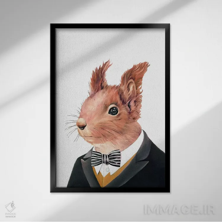 تابلو سنجاب قرمز اثر انیمال کرو (گروه هنری/نام هنری) - نمای قابدار مشکی