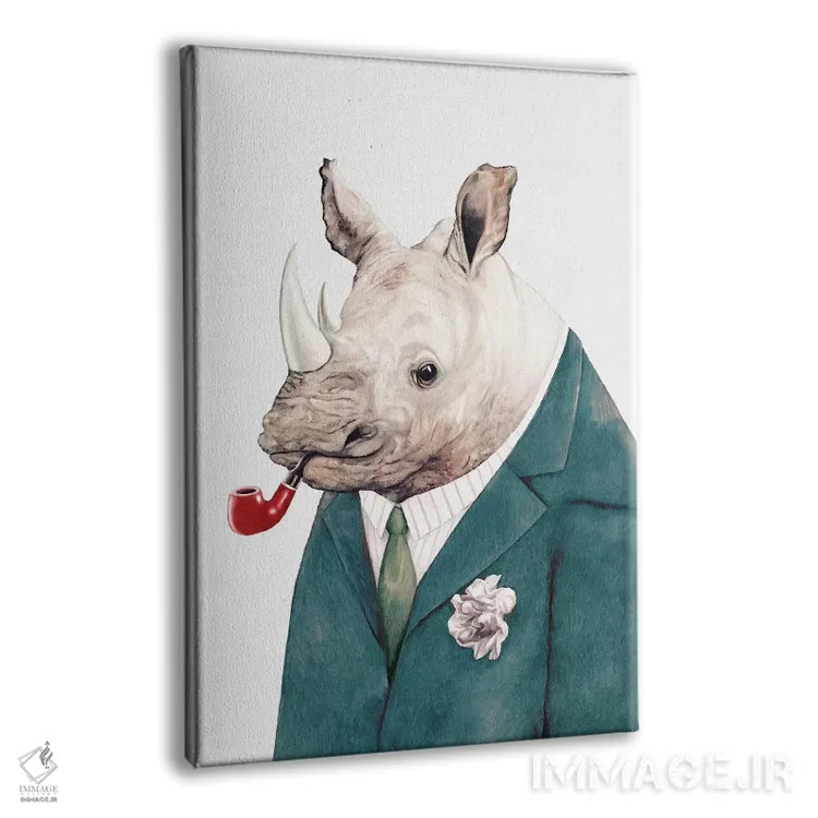 تابلو کرگدن با کت سبز اثر انیمال کرو (گروه هنری/نام هنری) - نمای پرسپکتیو محصول