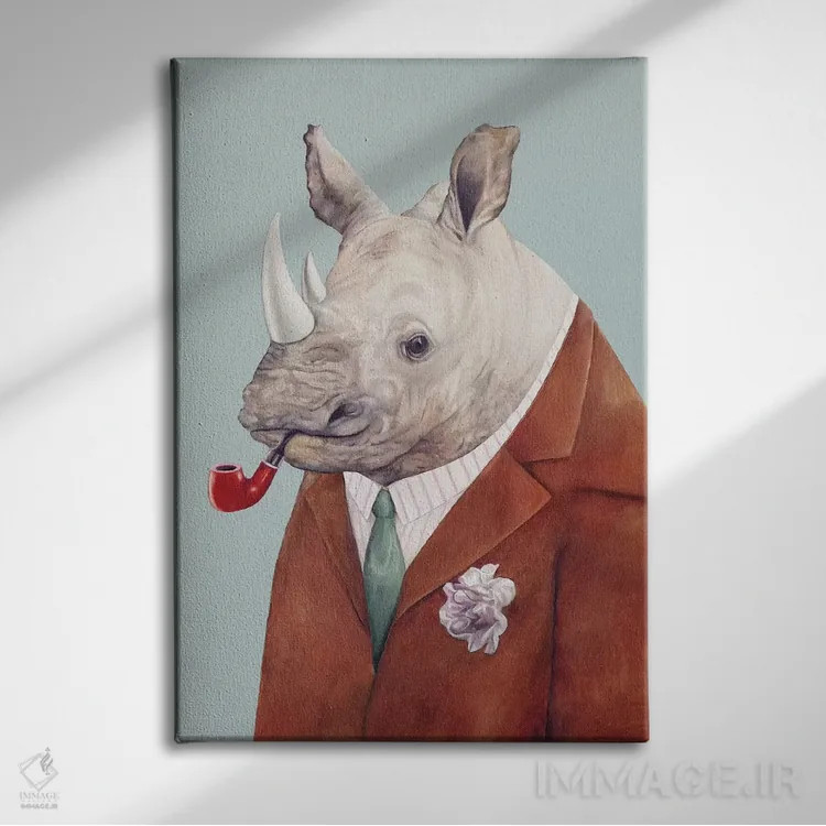 تابلو کرگدن اثر انیمال کرو (گروه هنری/نام هنری) - نمای روبهرو روی دیوار