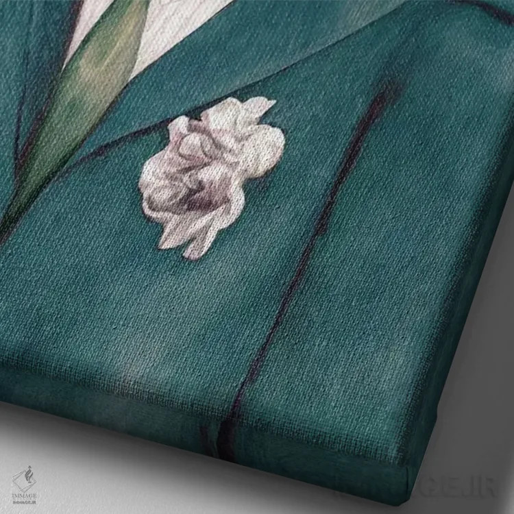 تابلو کرگدن با کت سبز اثر انیمال کرو (گروه هنری/نام هنری) - نمای نزدیک بافت بوم