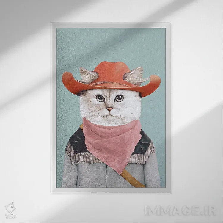 تابلو گربه مسابقات رودئو اثر انیمال کرو (گروه هنری/نام هنری) - نمای قابدار سفید