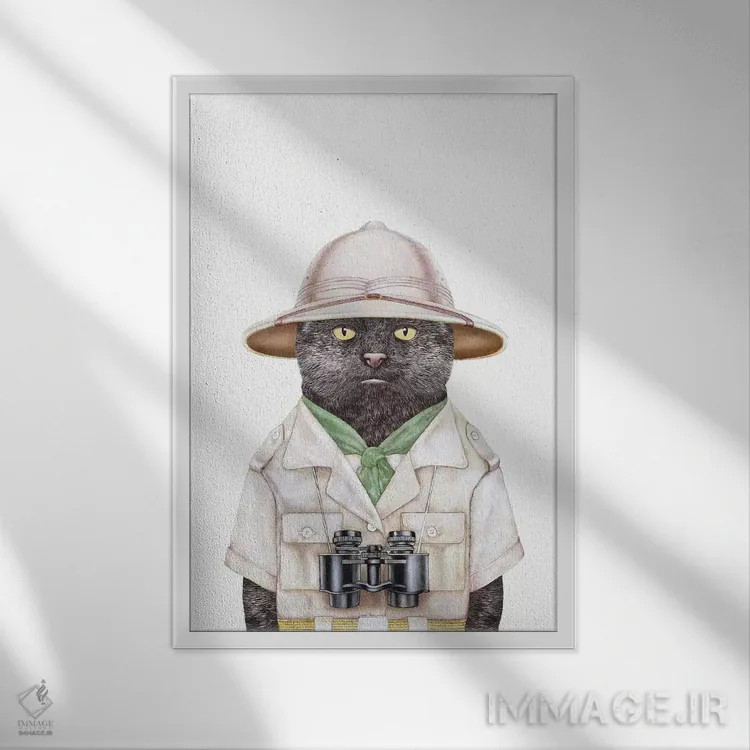 تابلو گربه سافاری اثر انیمال کرو (گروه هنری/نام هنری) - نمای قابدار سفید