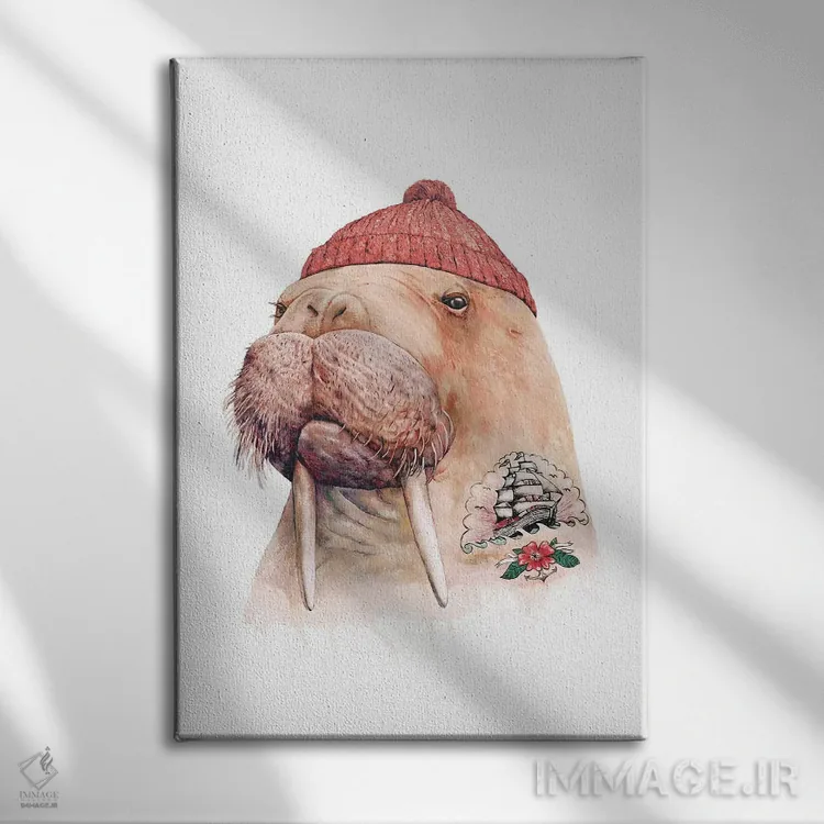 تابلو والروس خالکوبیشده قرمز اثر انیمال کرو (گروه هنری/نام هنری) - نمای روبهرو روی دیوار