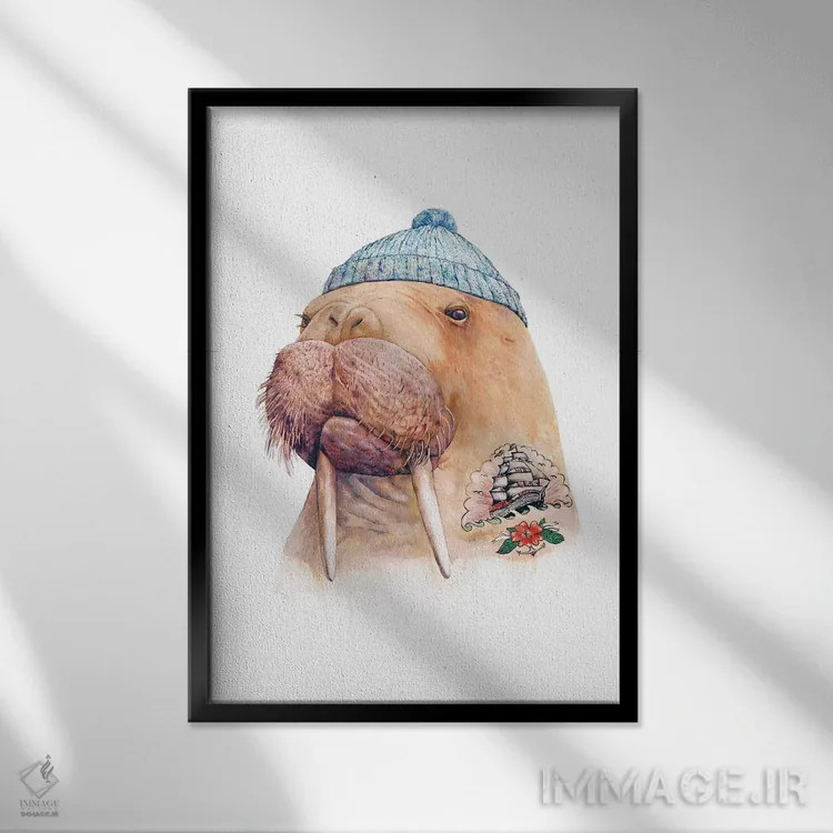 تابلو والروس خالکوبیشده اثر انیمال کرو (گروه هنری/نام هنری) - نمای قابدار مشکی