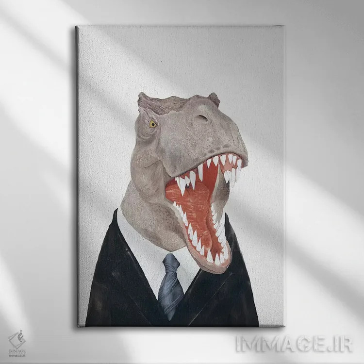 تابلو تیرانوساروس رکس (دایناسور غولپیکر) اثر انیمال کرو (گروه هنری/نام هنری) - نمای روبهرو روی دیوار