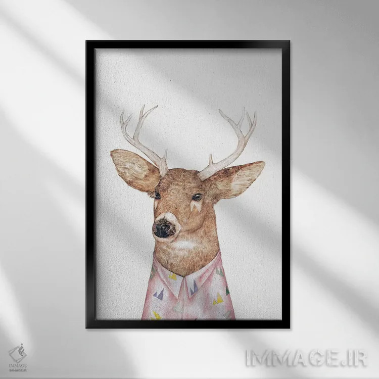 تابلو گوزن دمسفید اثر انیمال کرو (گروه هنری/نام هنری) - نمای قابدار مشکی