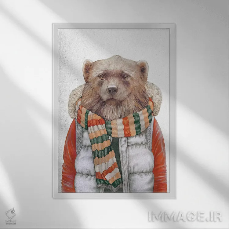 تابلو ولورین زمستانی (گورکن بزرگ آمریکای شمالی) اثر انیمال کرو (گروه هنری/نام هنری) - نمای قابدار سفید