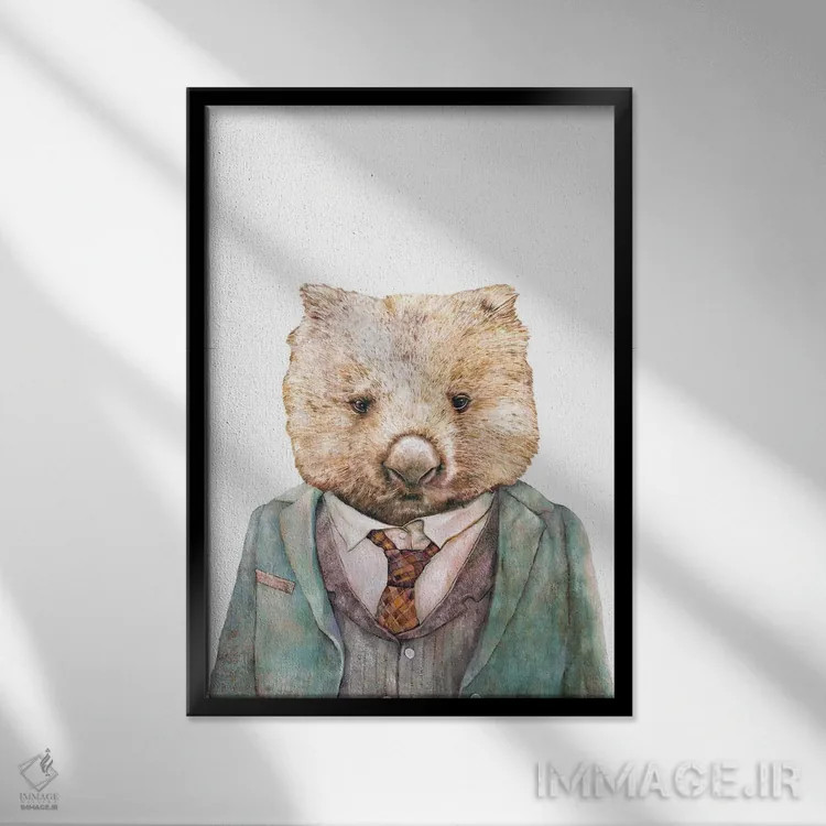 تابلو ومبت (جانور کیسهدار استرالیایی) اثر انیمال کرو (گروه هنری/نام هنری) - نمای قابدار مشکی