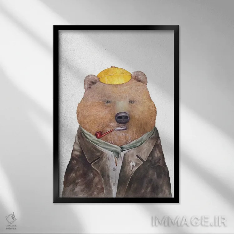 تابلو خرس قهوهای اثر انیمال کرو (گروه هنری/نام هنری) - نمای قابدار مشکی