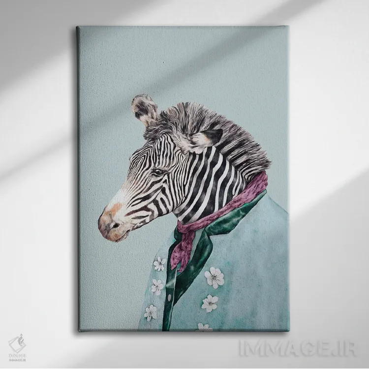 تابلو گورخر آبی اثر انیمال کرو (گروه هنری/نام هنری) - نمای روبهرو روی دیوار