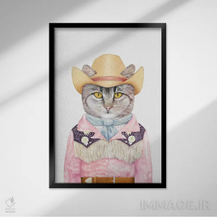 تابلو گربه روستایی اثر انیمال کرو (گروه هنری/نام هنری) - نمای قابدار مشکی