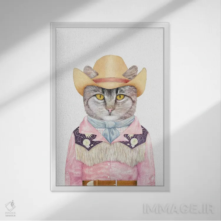 تابلو گربه روستایی اثر انیمال کرو (گروه هنری/نام هنری) - نمای قابدار سفید