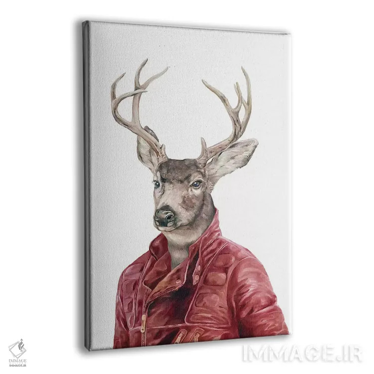 تابلو گوزن با لباس چرمی اثر انیمال کرو (گروه هنری/نام هنری) - نمای پرسپکتیو محصول