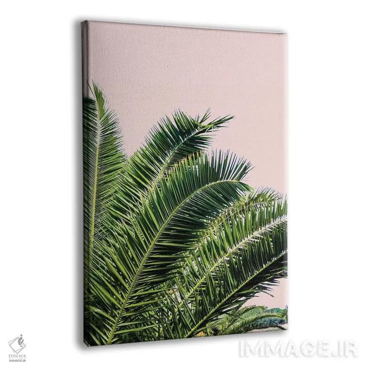 تابلو برگهای استوایی روی پسزمینه صورتی I اثر آکوستا - نمای پرسپکتیو محصول