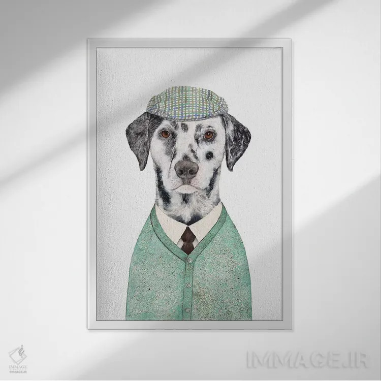 تابلو دالماتین (نژاد سگ لکدار) اثر انیمال کرو (گروه هنری/نام هنری) - نمای قابدار سفید