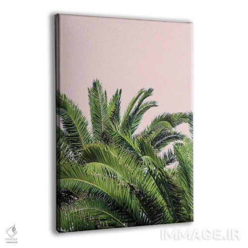 تابلو برگهای استوایی روی پسزمینه صورتی II اثر آکوستا - نمای پرسپکتیو محصول