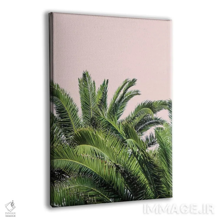 تابلو برگهای استوایی روی پسزمینه صورتی II اثر آکوستا - نمای پرسپکتیو محصول