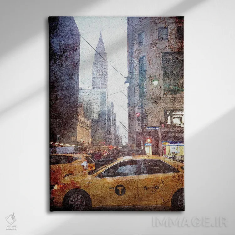 تابلو خیابان مدیسون بارانی اثر آکوستا - نمای روبهرو روی دیوار