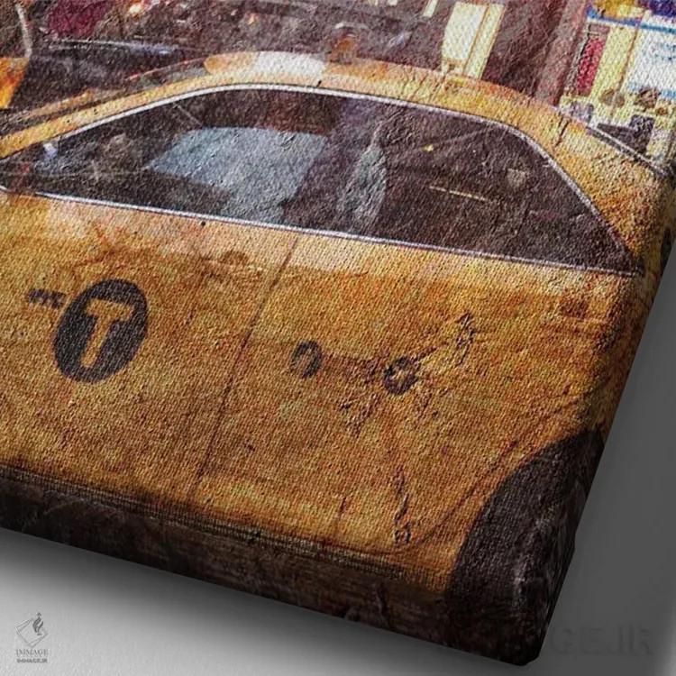 تابلو خیابان مدیسون بارانی اثر آکوستا - نمای نزدیک بافت بوم