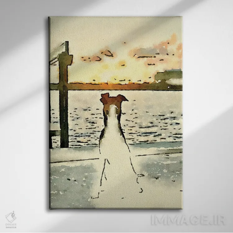 تابلو پنجهها در غروب آفتاب اثر آکوستا - نمای روبهرو روی دیوار