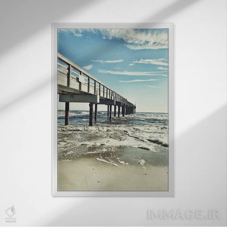 تابلو کنار اسکله اثر آکوستا - نمای قابدار سفید