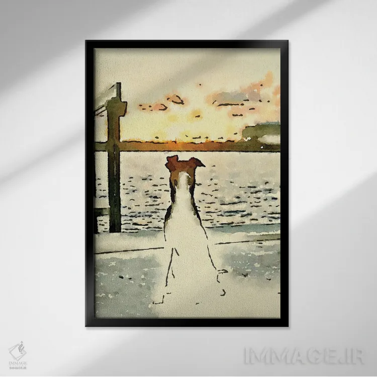 تابلو پنجهها در غروب آفتاب اثر آکوستا - نمای قابدار مشکی