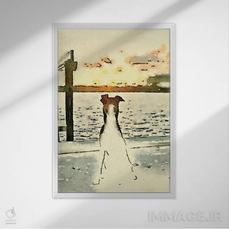 تابلو پنجهها در غروب آفتاب اثر آکوستا - نمای قابدار سفید