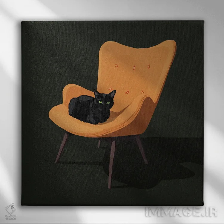 تابلو گربهها روی صندلیها III اثر آرت کت ایلاستریتد - نمای روبهرو روی دیوار
