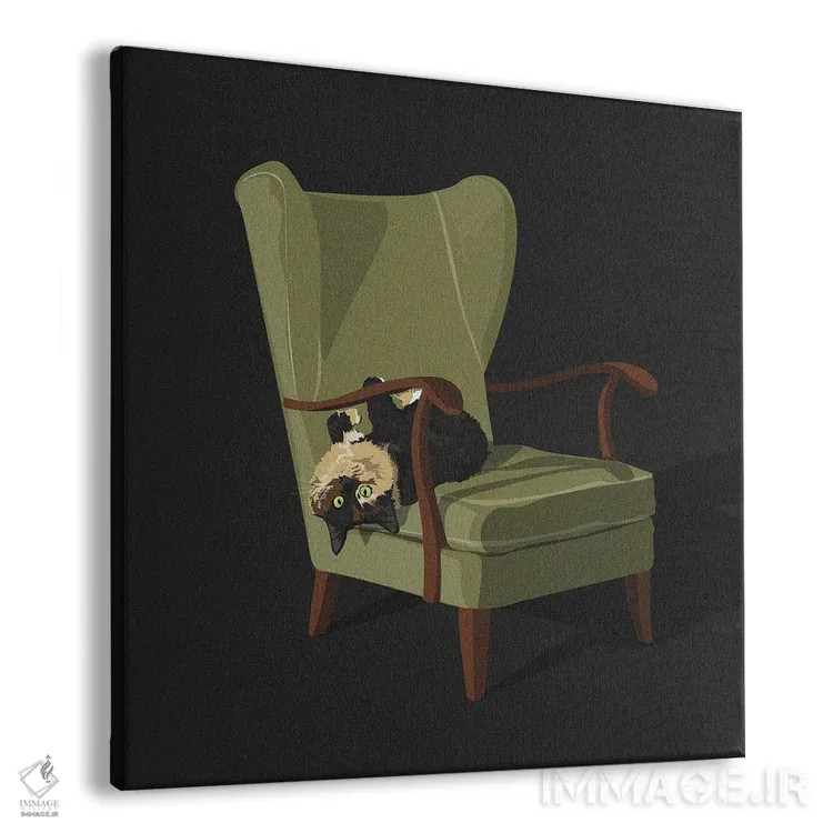 تابلو گربهها روی صندلیها V اثر آرت کت ایلاستریتد - نمای پرسپکتیو محصول