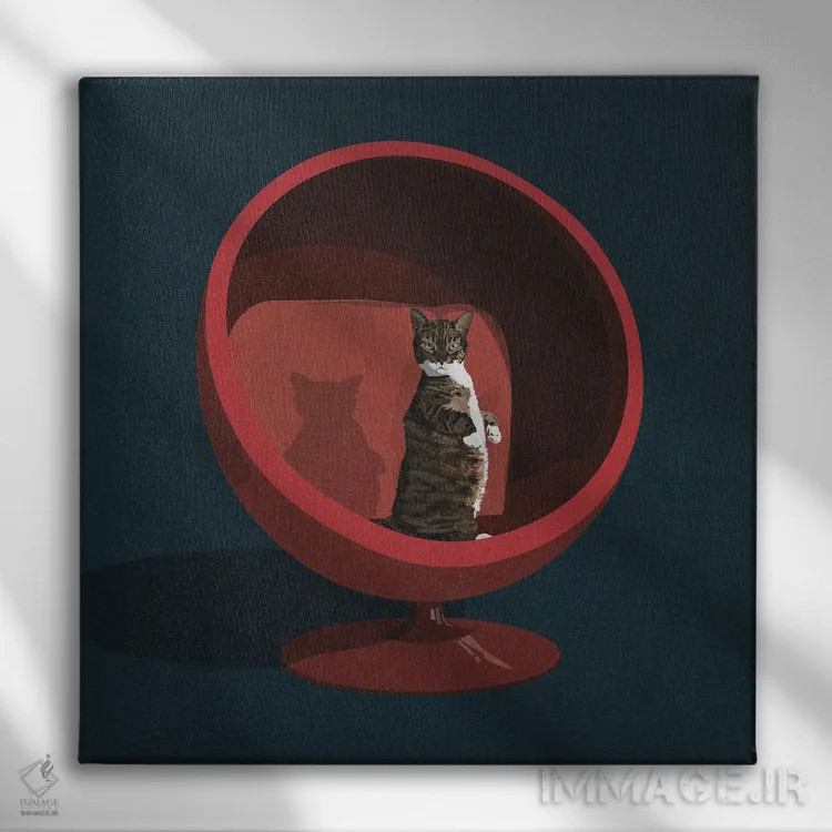 تابلو گربهها روی صندلیها VI اثر آرت کت ایلاستریتد - نمای روبهرو روی دیوار