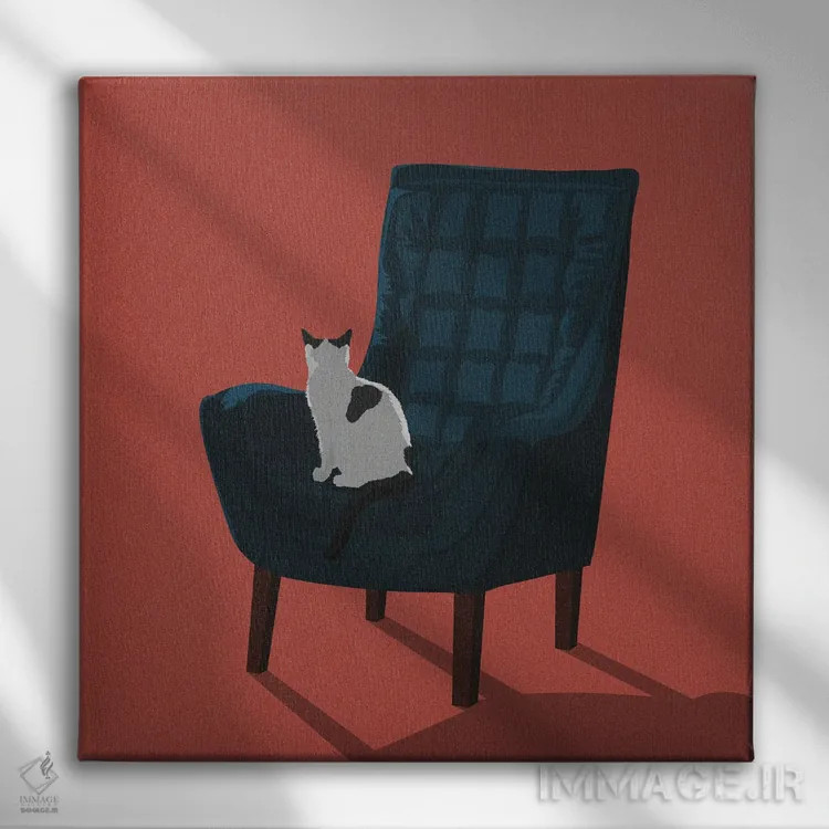 تابلو گربهها روی صندلیها VII اثر آرت کت ایلاستریتد - نمای روبهرو روی دیوار