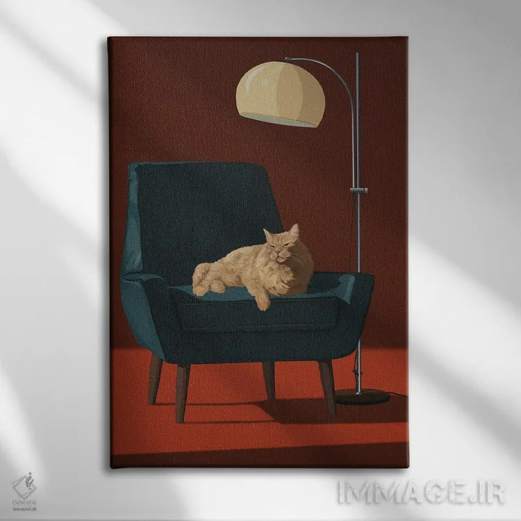 تابلو گربهها روی صندلیهای شیک III اثر آرت کت ایلاستریتد - نمای روبهرو روی دیوار