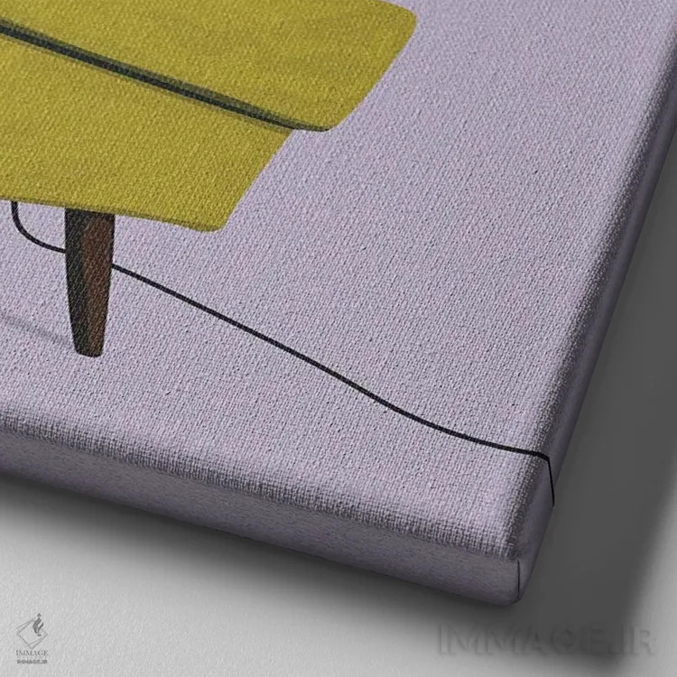 تابلو گربهها روی صندلیهای شیک II اثر آرت کت ایلاستریتد - نمای نزدیک بافت بوم