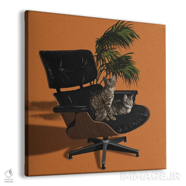 تابلو گربهها روی صندلیهای شیک IV اثر آرت کت ایلاستریتد - نمای پرسپکتیو محصول
