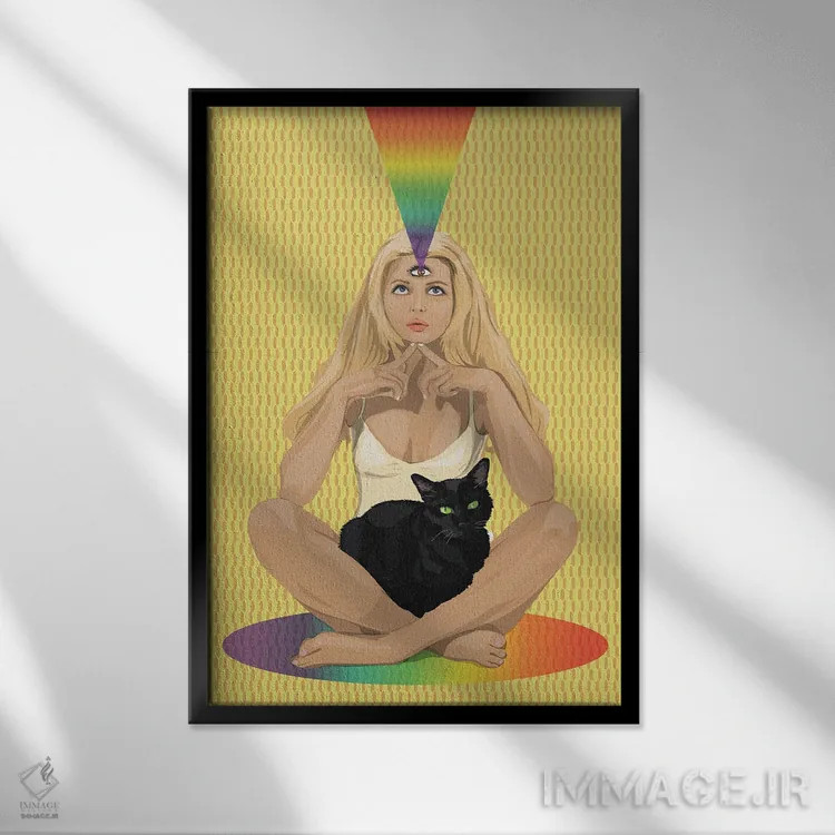 تابلو تفکر III اثر آرت کت ایلاستریتد - نمای قابدار مشکی