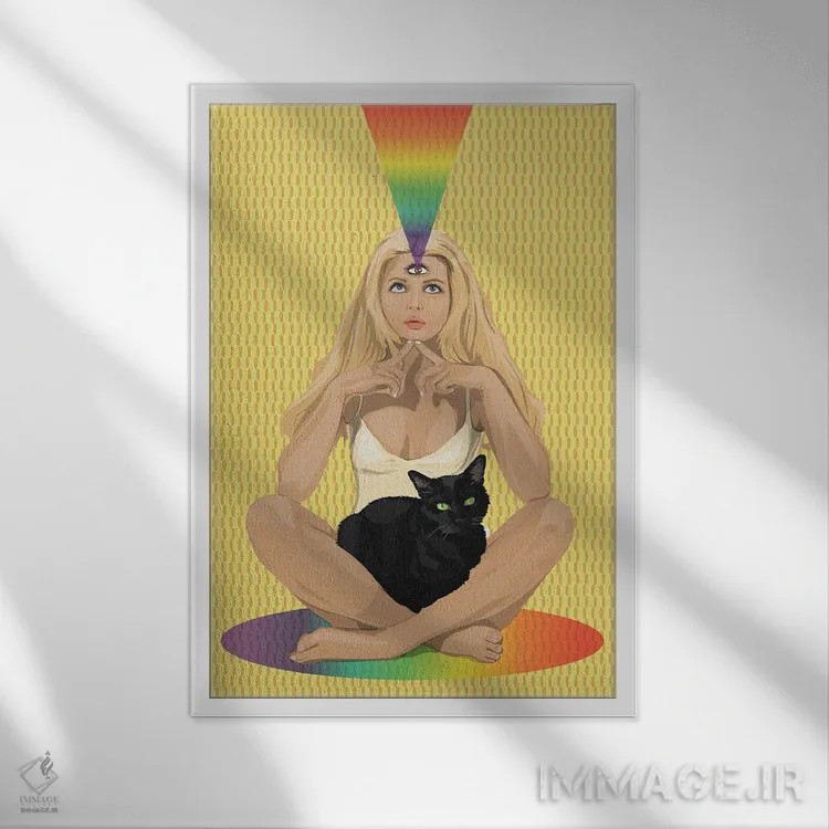 تابلو تفکر III اثر آرت کت ایلاستریتد - نمای قابدار سفید