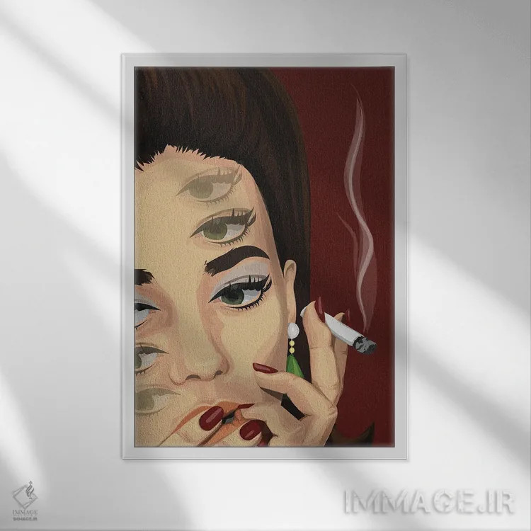 تابلو دارم فکر میکنم (بازی واژه با "چشم") اثر آرت کت ایلاستریتد - نمای قابدار سفید