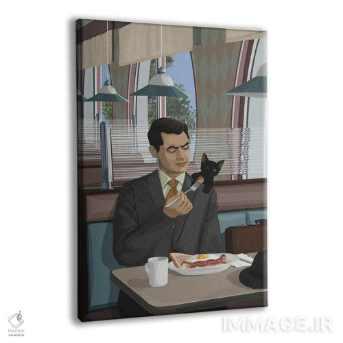 تابلو مردی با یک گربه اثر آرت کت ایلاستریتد - نمای پرسپکتیو محصول