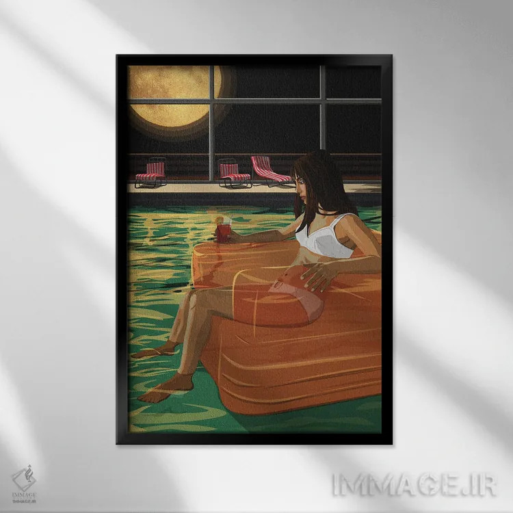 تابلو شناور تنها اثر آرت کت ایلاستریتد - نمای قابدار مشکی