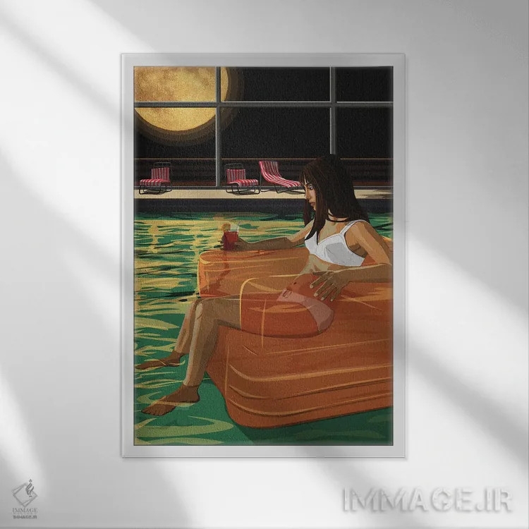 تابلو شناور تنها اثر آرت کت ایلاستریتد - نمای قابدار سفید