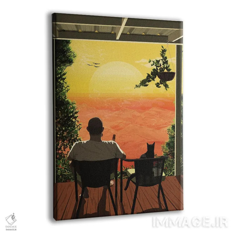تابلو خورشید غروبکننده (یا کسی که از غروب لذت میبرد) اثر آرت کت ایلاستریتد - نمای پرسپکتیو محصول