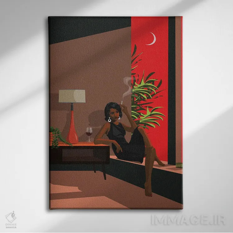 تابلو سیگار در غروب آفتاب اثر آرت کت ایلاستریتد - نمای روبهرو روی دیوار