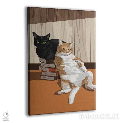 تابلو دو گربه اثر آرت کت ایلاستریتد - نمای پرسپکتیو محصول
