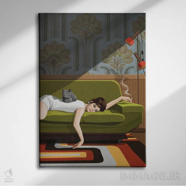 تابلو بازی انتظار اثر آرت کت ایلاستریتد - نمای روبهرو روی دیوار