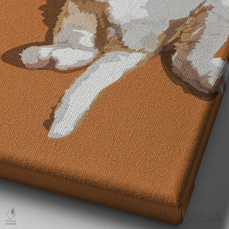 تابلو دو گربه اثر آرت کت ایلاستریتد - نمای نزدیک بافت بوم