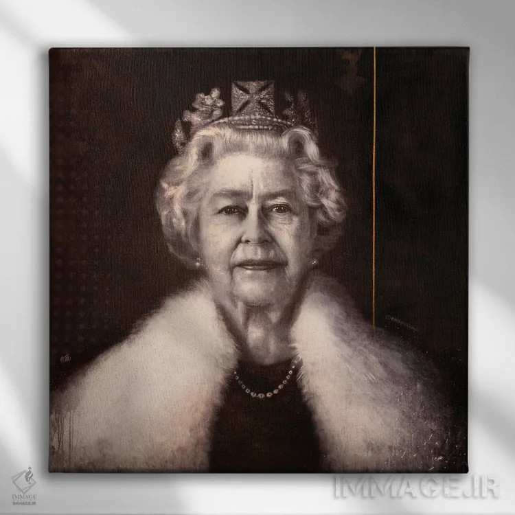 تابلو ملکه الیزابت دوم نماباور اثر مایکل اندرو لاو چوک یوئی - نمای روبهرو روی دیوار
