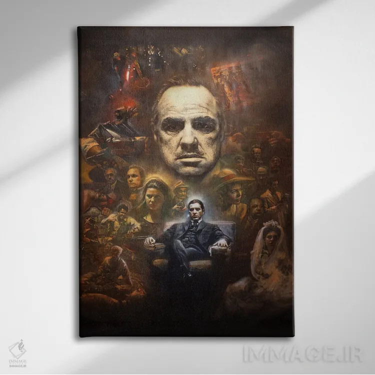 تابلو پنجاهمین سالگرد پدرخوانده (فیلم معروف) اثر مایکل اندرو لاو چوک یوئی - نمای روبهرو روی دیوار