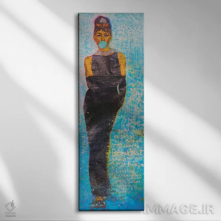 تابلو صبحانه در تیفانی با حضور باد فریکر، بلیک ادواردز و آدری هپبورن (فیلم کلاسیک) اثر مایکل اندرو لاو چوک یوئی - نمای روبهرو روی دیوار