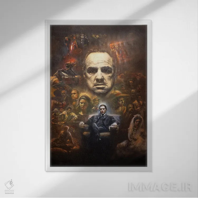 تابلو پنجاهمین سالگرد پدرخوانده (فیلم معروف) اثر مایکل اندرو لاو چوک یوئی - نمای قابدار سفید