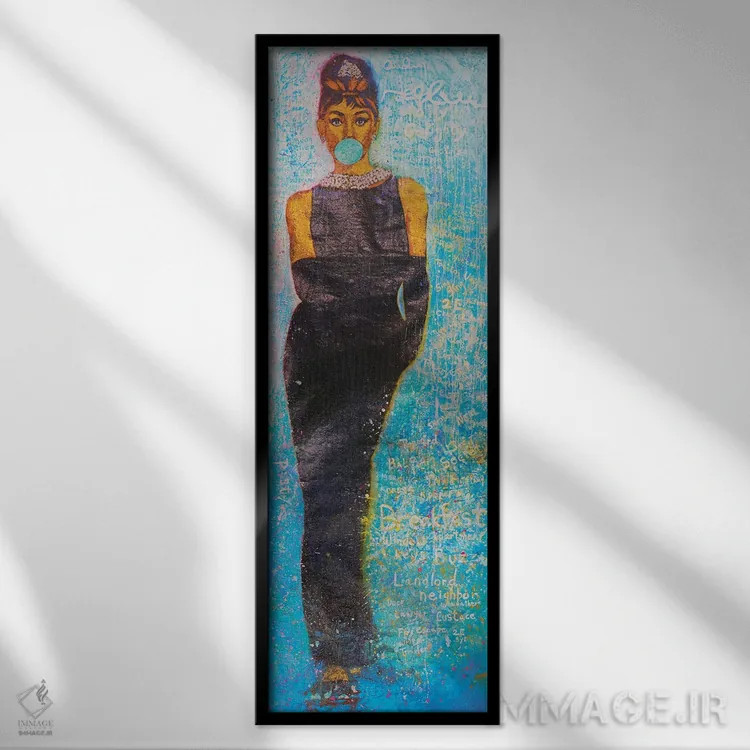 تابلو صبحانه در تیفانی با حضور باد فریکر، بلیک ادواردز و آدری هپبورن (فیلم کلاسیک) اثر مایکل اندرو لاو چوک یوئی - نمای قابدار مشکی